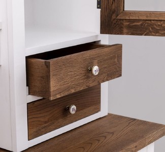Casa Padrino Landhausstil Esszimmerschrank Weiß / Dunkelbraun 137 x 50 x H. 197 cm - Massivholz Küchenschrank - Esszimmer Möbel im Landhausstil - Landhausstil Esszimmer Einrichtung