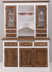Casa Padrino armario de comedor de estilo campestre blanco / marron oscuro 137 x 50 x A. 197 cm - Armario de cocina de madera maciza - Muebles de comedor en estilo campestre