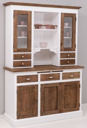 Casa Padrino armario de comedor de estilo campestre blanco / marron oscuro 137 x 50 x A. 197 cm - Armario de cocina de madera maciza - Muebles de comedor en estilo campestre