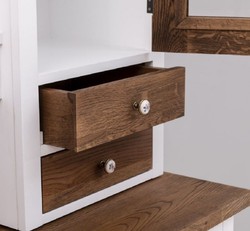 Casa Padrino armario de comedor de estilo campestre blanco / marron oscuro 137 x 50 x A. 197 cm - Armario de cocina de madera maciza - Muebles de comedor en estilo campestre