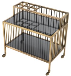 Luxus Trolley Servierwagen Vintage Messing Grau Luxury Serving Trolley Vintage Brass Gray