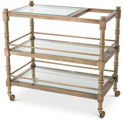 Casa Padrino chariot de service laiton vintage 82 x 46 x H. 80 cm - Chariot de restauration hôtel restaurant - Accessoires gastronomie hôtel restaurant - Meuble de luxe