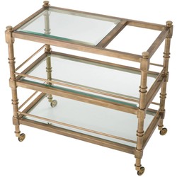 Casa Padrino chariot de service laiton vintage 82 x 46 x H. 80 cm - Chariot de restauration hôtel restaurant - Accessoires gastronomie hôtel restaurant - Meuble de luxe