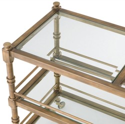 Casa Padrino chariot de service laiton vintage 82 x 46 x H. 80 cm - Chariot de restauration hôtel restaurant - Accessoires gastronomie hôtel restaurant - Meuble de luxe