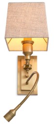 Luxus Wandleuchte mit schwenbarer Leseleuchte Antik Messing Luxury Wall Light with Swiveling Reading Light Antique Brass