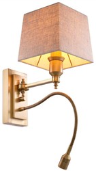 Luxus Wandleuchte mit schwenbarer Leseleuchte Antik Messing Luxury Wall Light with Swiveling Reading Light Antique Brass