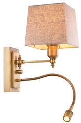 Luxus Wandleuchte mit schwenbarer Leseleuchte Antik Messing Luxury Wall Light with Swiveling Reading Light Antique Brass