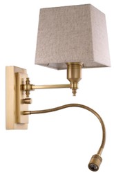 Luxus Wandleuchte mit schwenbarer Leseleuchte Antik Messing Luxury Wall Light with Swiveling Reading Light Antique Brass
