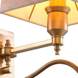 Luxus Wandleuchte mit schwenbarer Leseleuchte Antik Messing Luxury Wall Light with Swiveling Reading Light Antique Brass