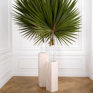 Casa Padrino Luxus Deko Säule 31 x 31 x H. 79,5 cm - 5 Eckige Travertin Naturstein Säule - Pflanzensäule - Wohnzimmer Deko Säule - Hotel Deko Säule - Luxus Möbel - Luxus Qualität