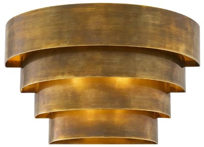 Casa Padrino Luxus Wandleuchte Vintage Messing 30 x 16 x H. 18,5 cm - Halbrunde Messing Wandlampe - Wohnzimmer Wandleuchte - Hotel Wandleuchte - Restaurant Wandleuchte - Luxus Leuchten