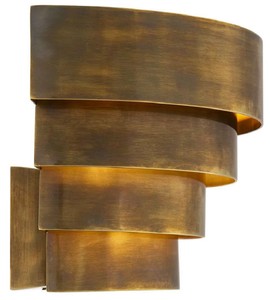 Casa Padrino Luxus Wandleuchte Vintage Messing 30 x 16 x H. 18,5 cm - Halbrunde Messing Wandlampe - Wohnzimmer Wandleuchte - Hotel Wandleuchte - Restaurant Wandleuchte - Luxus Leuchten