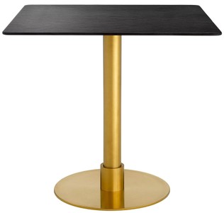 Casa Padrino Luxus Esstisch Schwarz / Messing 80 x 80 x H. 75 cm - Quadratischer Edelstahl Küchentisch mit Keramik Tischplatte - Esszimmer Möbel - Luxus Möbel - Luxus Einrichtung