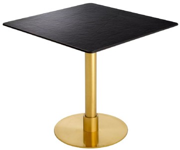 Casa Padrino Luxus Esstisch Schwarz / Messing 80 x 80 x H. 75 cm - Quadratischer Edelstahl Küchentisch mit Keramik Tischplatte - Esszimmer Möbel - Luxus Möbel - Luxus Einrichtung
