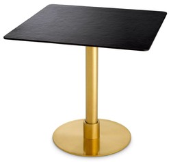 Casa Padrino luxury dining table black / brass 80 x 80 x H. 75 cm - Square stainless steel kitchen table with ceramic table top - Dining room furniture - Luxury furniture - Luxury furnishings