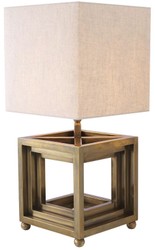 Casa Padrino lampada da tavolo di lusso ottone vintage / beige 30 x 30 x A. 65,5 cm - Lampada da scrivania con paralume quadrato - Lampade da tavolo - Lampade da scrivania - Ottima fattura