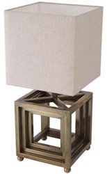 Casa Padrino lampada da tavolo di lusso ottone vintage / beige 30 x 30 x A. 65,5 cm - Lampada da scrivania con paralume quadrato - Lampade da tavolo - Lampade da scrivania - Ottima fattura