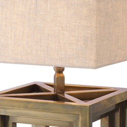 Casa Padrino lampada da tavolo di lusso ottone vintage / beige 30 x 30 x A. 65,5 cm - Lampada da scrivania con paralume quadrato - Lampade da tavolo - Lampade da scrivania - Ottima fattura
