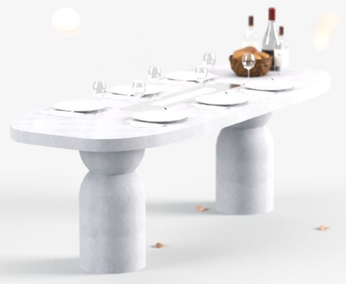 Casa Padrino Luxus Esstisch mit Bioethanol Kamin 240 x 110 x H. 75 cm - Verschiedene Farben - Esszimmertisch - Gartentisch - Esszimmer Möbel - Garten Möbel - Luxus Möbel - Luxus Einrichtung