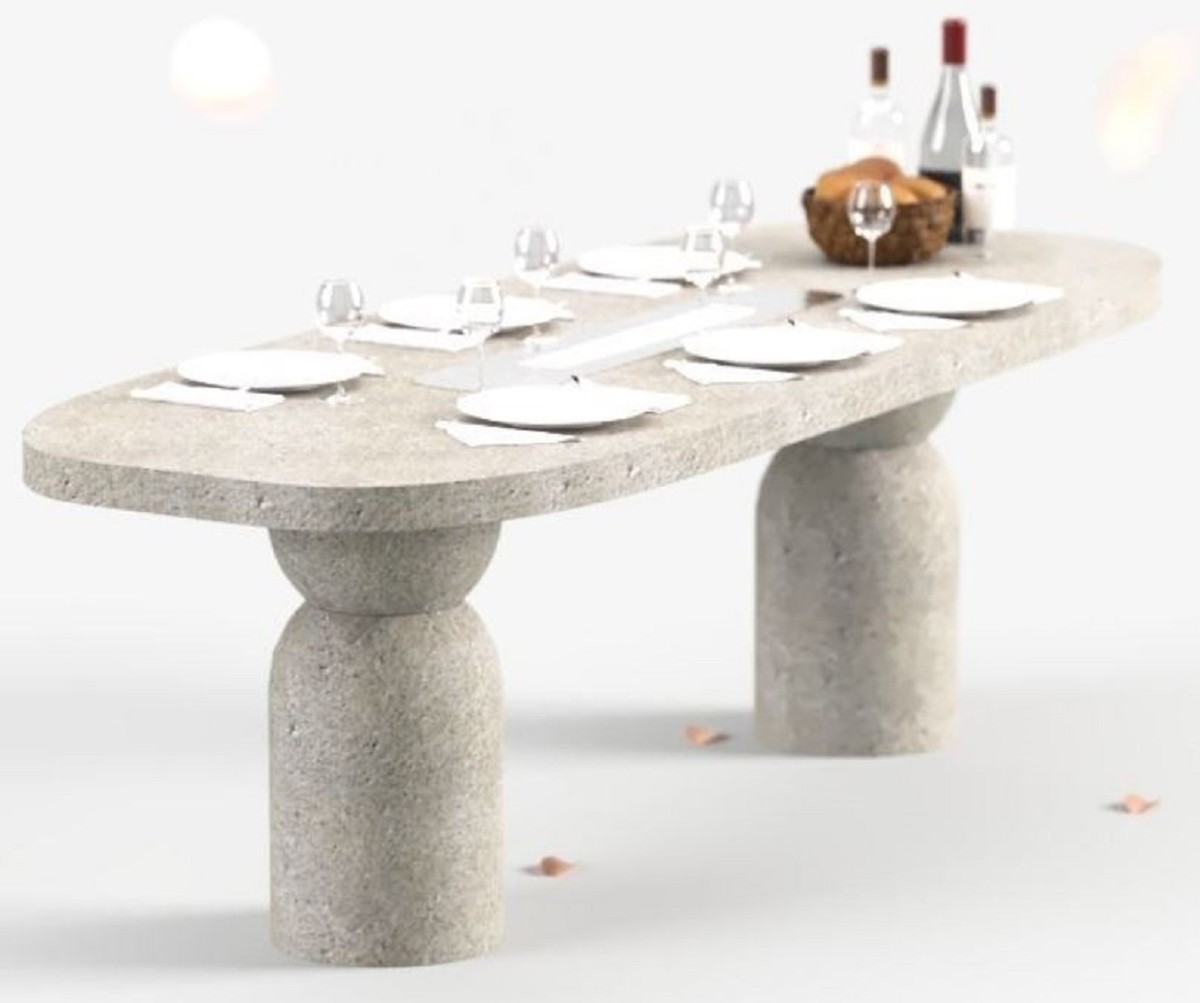 Casa Padrino Luxus Esstisch mit Bioethanol Kamin 240 x 110 x H. 75 cm - Verschiedene Farben - Esszimmertisch - Gartentisch - Esszimmer Möbel - Garten Möbel - Luxus Möbel - Luxus Einrichtung