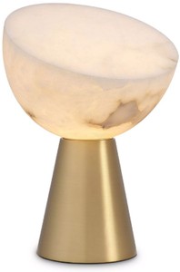 Casa Padrino luxury table lamp antique brass / alabaster Ø 30 x H. 45 cm - Round metal desk lamp with alabaster lampshade - Luxury lighting - Luxury furniture - Luxury interior