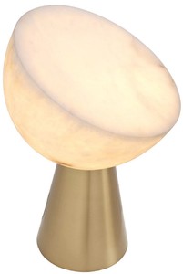 Casa Padrino Luxus Tischleuchte Antik Messing / Alabaster Ø 30 x H. 45 cm - Runde Metall Schreibtschleuchte mit Alabaster Lampenschirmen - Luxus Leuchten - Luxus Möbel - Luxus Interior