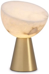 Casa Padrino luxury table lamp antique brass / alabaster Ø 30 x H. 45 cm - Round metal desk lamp with alabaster lampshade - Luxury lighting - Luxury furniture - Luxury interior