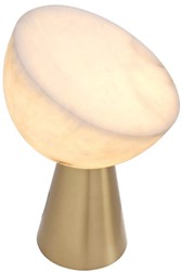 Casa Padrino luxury table lamp antique brass / alabaster Ø 30 x H. 45 cm - Round metal desk lamp with alabaster lampshade - Luxury lighting - Luxury furniture - Luxury interior
