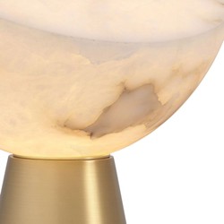 Casa Padrino luxury table lamp antique brass / alabaster Ø 30 x H. 45 cm - Round metal desk lamp with alabaster lampshade - Luxury lighting - Luxury furniture - Luxury interior