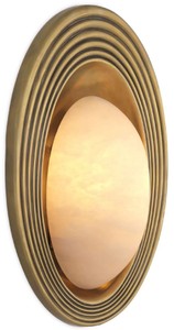 Casa Padrino lámpara de pared de lujo latón vintage / alabastro 25 x 10 x A. 45 cm - Lámpara de pared ovalado - Lámpara de pared de salón - Lámpara de pared de hotel - Iluminación de lujo