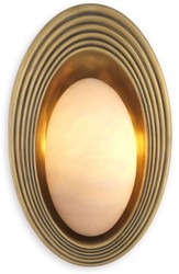 Casa Padrino applique murale de luxe laiton vintage / albâtre 25 x 10 x H. 45 cm - Applique murale ovale - Applique murale de salon - Applique murale d'hôtel - Luminaire de luxe - Meuble de luxe