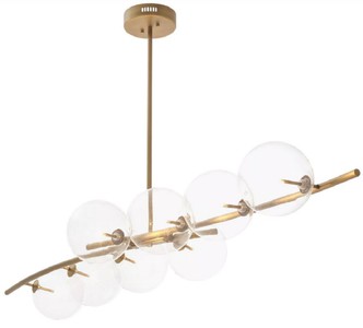 Casa Padrino lustre halogène de luxe laiton antique 177 x 56 x H. 88,5 cm - Lustre de salon avec abat jour ronds en verre - Lustre d'hôtel - Lustre de restaurant - Qualité de luxe