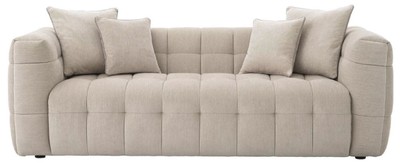 Casa Padrino Luxus Sofa Sandfarben 230 x 100 x H. 75 cm - Wohnzimmer Sofa mit 4 Kissen - Wohnzimmer Möbel - Luxus Möbel - Wohnzimmer Einrichtung - Luxus Einrichtung - Luxus Qualität