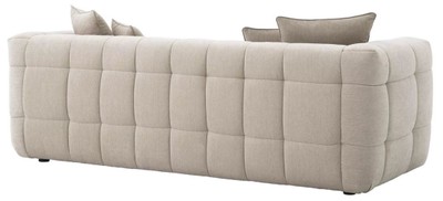 Casa Padrino Luxus Sofa Sandfarben 230 x 100 x H. 75 cm - Wohnzimmer Sofa mit 4 Kissen - Wohnzimmer Möbel - Luxus Möbel - Wohnzimmer Einrichtung - Luxus Einrichtung - Luxus Qualität