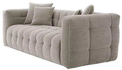 Casa Padrino Luxus Sofa Grau 230 x 100 x H. 75 cm - Wohnzimmer Sofa mit 4 Kissen - Wohnzimmer Möbel - Luxus Möbel - Wohnzimmer Einrichtung - Luxus Einrichtung - Luxus Qualität