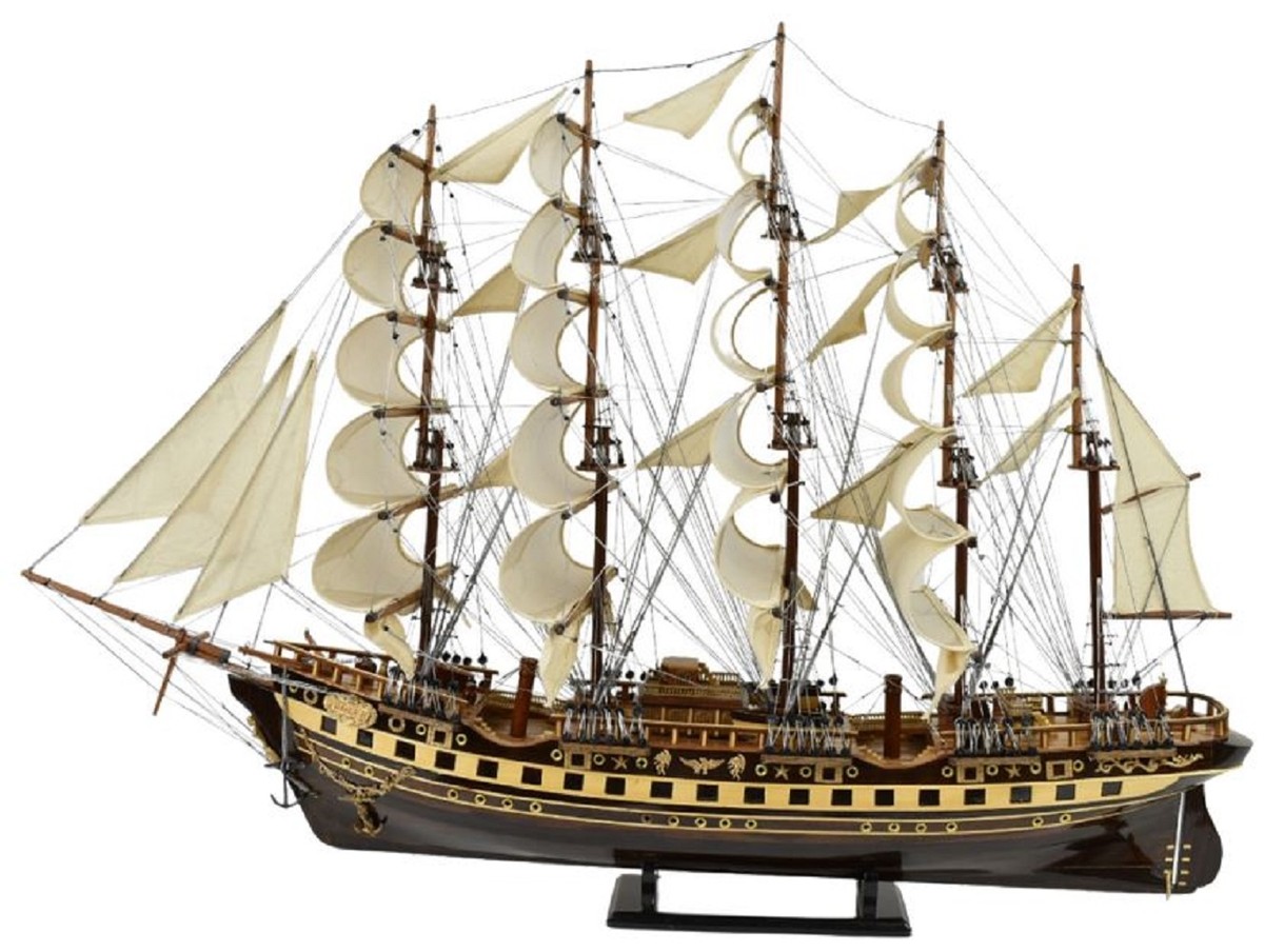 Casa Padrino buque insignia France II multicolor 120 x 27 x H. 87 cm - Barco decorativo hecho a mano - Barco de madera - Velero - Barco de guerra - Maqueta de barco - Accesorios decorativos