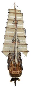 Casa Padrino Luxus Flaggschiff France II Mehrfarbig 120 x 27 x H. 87 cm - Handgefertigtes Deko Schiff - Holzschiff - Segelschiff - Kriegsschiff - Modellschiff - Wohnzimmer Deko - Deko Accessoires