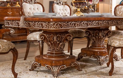 Casa Padrino table à manger baroque de luxe marron / bronze - Magnifique table de salle à manger en bois massif de style baroque - Meuble de salle à manger baroque - Meuble de luxe style baroque