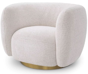 Luxus Designer Wohnzimmer Sessel Drehsessel Creme Messing Luxury Designer Living Room Armchair Swivel Armchair Cream Brass