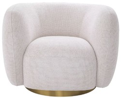 Casa Padrino luxury swivel armchair cream / brass 93 x 80 x H. 71 cm - Living room armchair - Living room furniture - Luxury furniture - Living room interior - Luxury furnishings