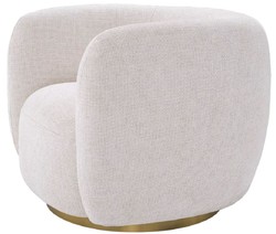 Casa Padrino luxury swivel armchair cream / brass 93 x 80 x H. 71 cm - Living room armchair - Living room furniture - Luxury furniture - Living room interior - Luxury furnishings