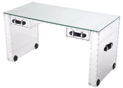 Luxus Designer Aluminium Schreibtisch Bürotisch im Koffer Design Silber Schwarz Luxury Designer Aluminum Desk Office Table in Suitcase Design Silver Black