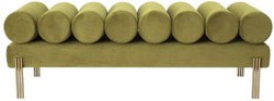 Casa Padrino panca in velluto di lusso verde vintage / ottone 130 x 45 x A. 42 cm - Panca da soggiorno - Panca camera da letto - Mobili da soggiorno - Mobili camera da letto - Mobili di lusso