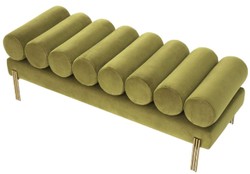 Casa Padrino panca in velluto di lusso verde vintage / ottone 130 x 45 x A. 42 cm - Panca da soggiorno - Panca camera da letto - Mobili da soggiorno - Mobili camera da letto - Mobili di lusso