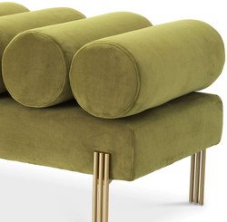 Casa Padrino panca in velluto di lusso verde vintage / ottone 130 x 45 x A. 42 cm - Panca da soggiorno - Panca camera da letto - Mobili da soggiorno - Mobili camera da letto - Mobili di lusso