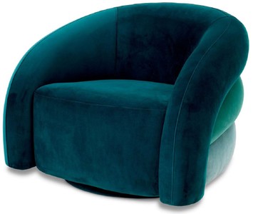 Casa Padrino luxury swivel armchair green / turquoise / blue / black 91 x 80 x H. 66 cm - Living room armchair - Living room furniture - Luxury furniture - Luxury furnishings