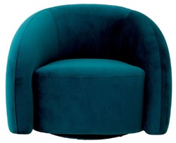 Casa Padrino fauteuil pivotant de luxe vert / turquoise / bleu / noir 91 x 80 x H. 66 cm - Fauteuil de salon en velours - Meuble de salon - Meuble de luxe - Ameublement de salon de luxe