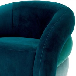 Casa Padrino fauteuil pivotant de luxe vert / turquoise / bleu / noir 91 x 80 x H. 66 cm - Fauteuil de salon en velours - Meuble de salon - Meuble de luxe - Ameublement de salon de luxe
