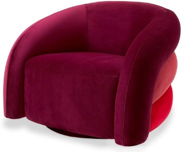 Casa Padrino luxury swivel armchair bordeaux red / light red / red / black 91 x 80 x H. 66 cm - Living room armchair - Living room furniture - Luxury furniture - Luxury furnishings