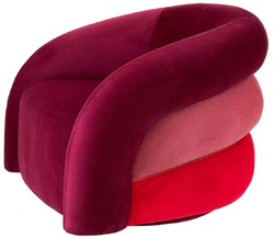 Casa Padrino luxury swivel armchair bordeaux red / light red / red / black 91 x 80 x H. 66 cm - Living room armchair - Living room furniture - Luxury furniture - Luxury furnishings
